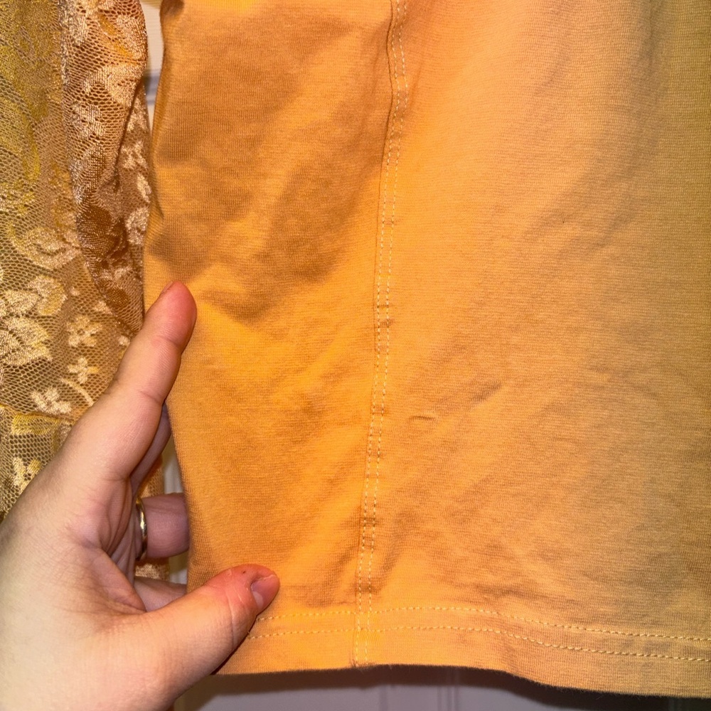 Mustard Lace Bell Sleeve Cropped Top – Boho Fairycore Festival Style - Picture 6 of 8